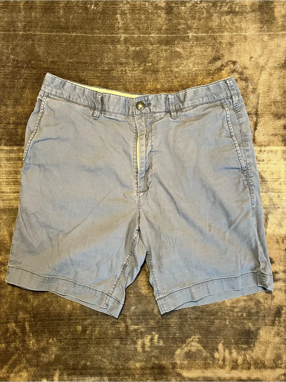 Faherty Slate Blue Classic Flat-Front Chino Shorts